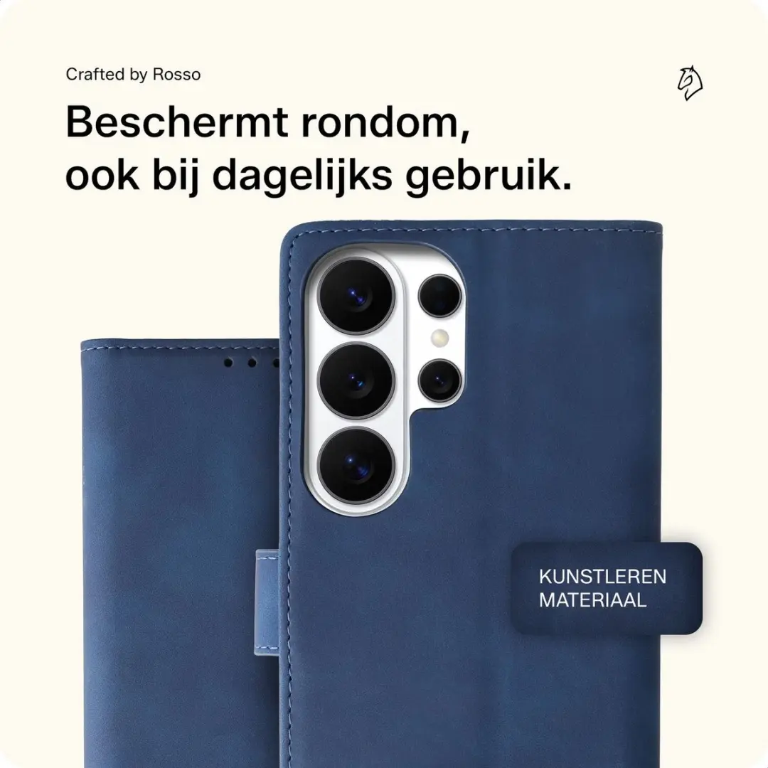 Rosso Element Wallet Book Case S26 Ultra - 3 Pasjes - Blauw