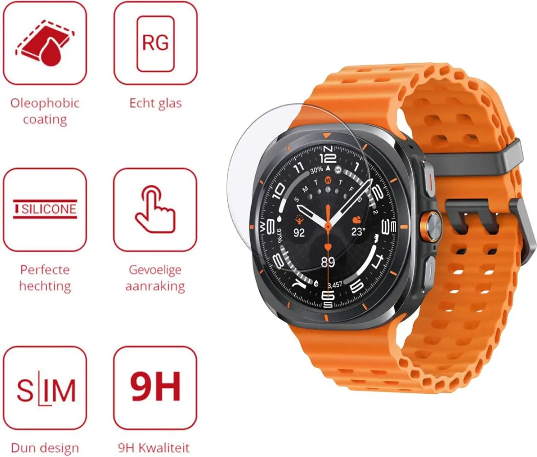 Rosso 9H Tempered Glass Samsung Galaxy Watch Ultra - Transparant/Red
