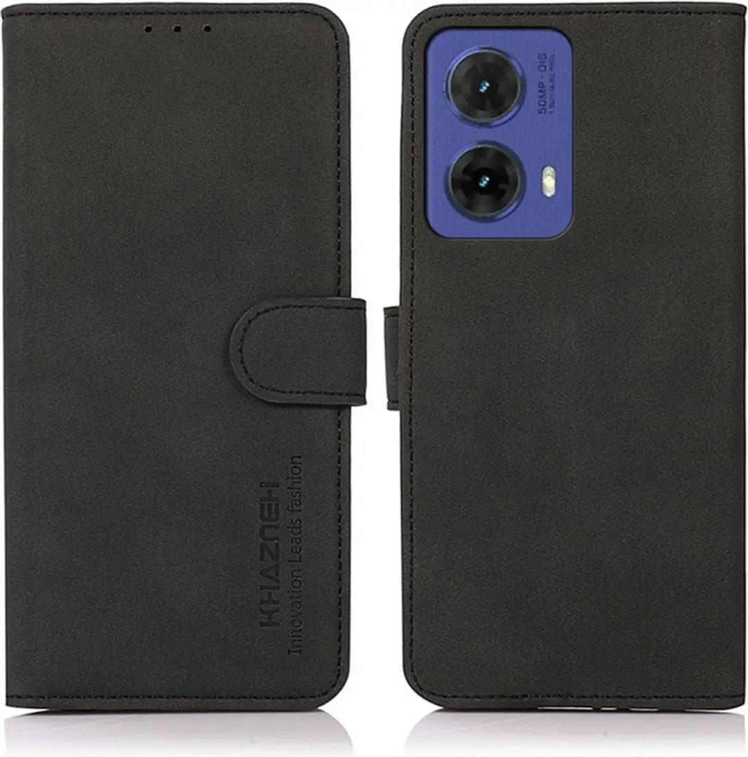 Luxe mat zwart agenda book case hoesje geschikt voor Motorola Moto G85 5G
