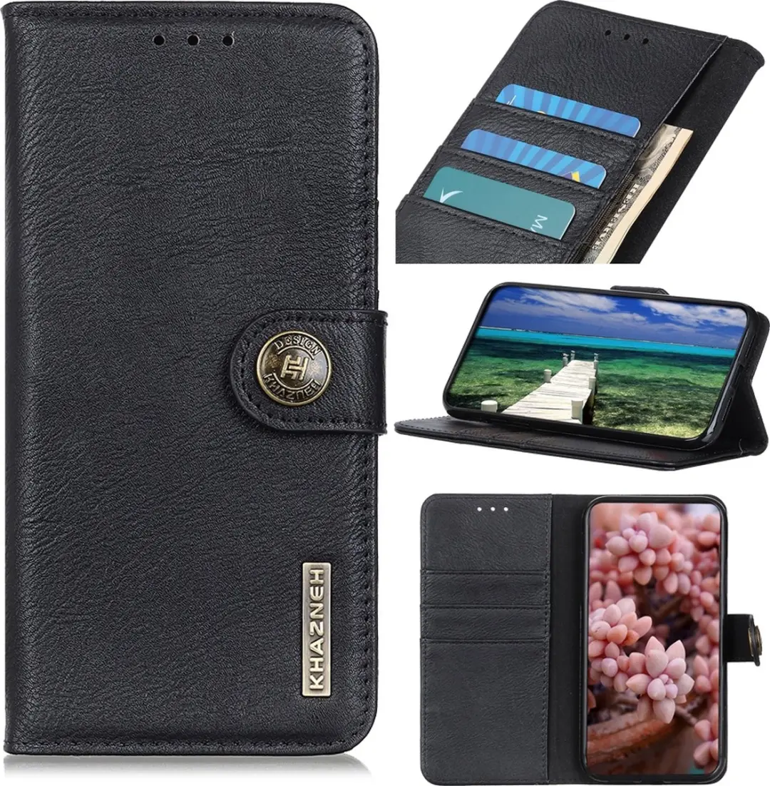 Luxe retro zwart agenda book case hoesje geschikt voor Xiaomi Redmi 13 4G