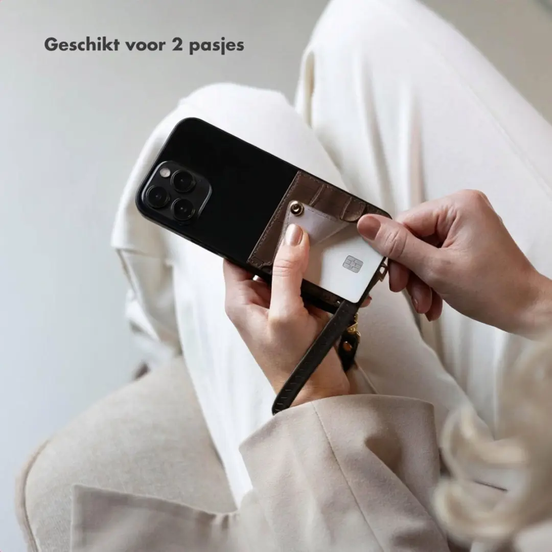 Selencia Croco Backcover Hoesje iPhone 17 Pro Max - 2 Pasjes - Zwart