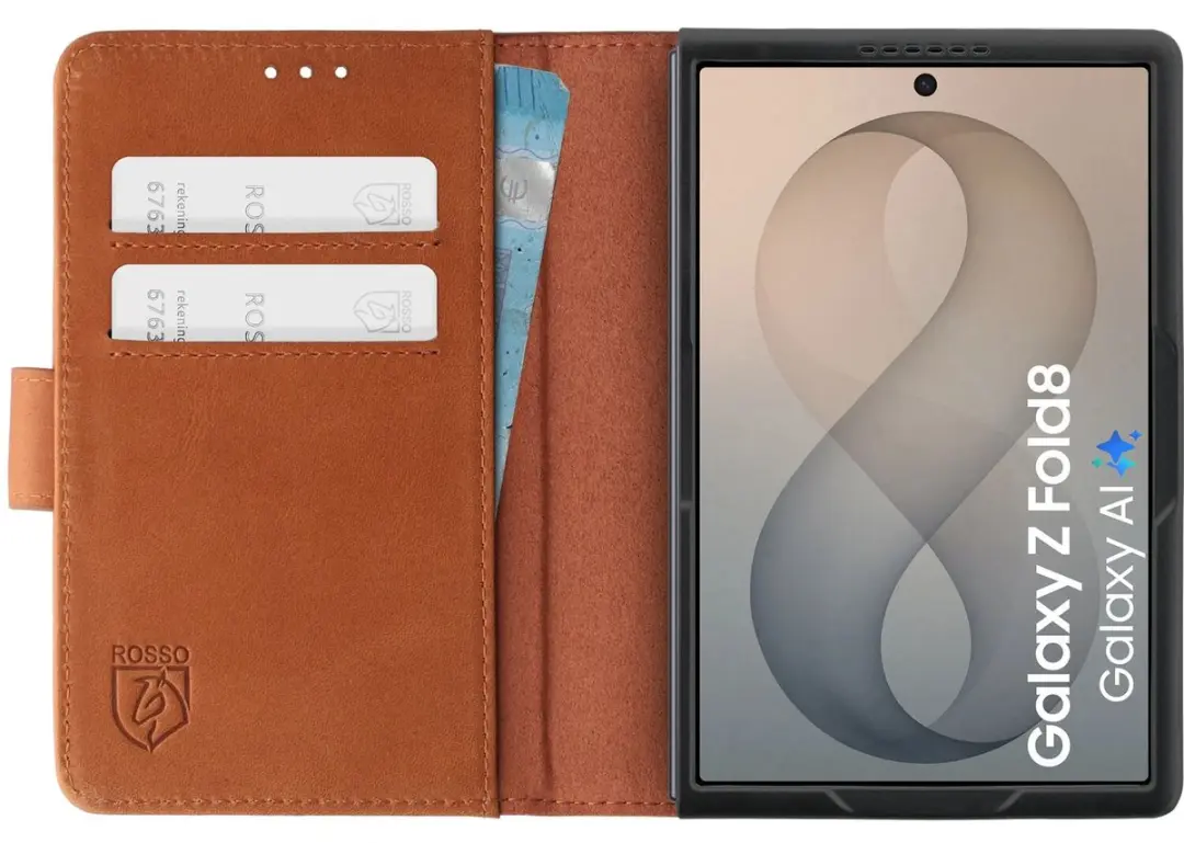 Rosso Deluxe Echt Leer Hoesje Geschikt voor Samsung Galaxy Z Fold 8