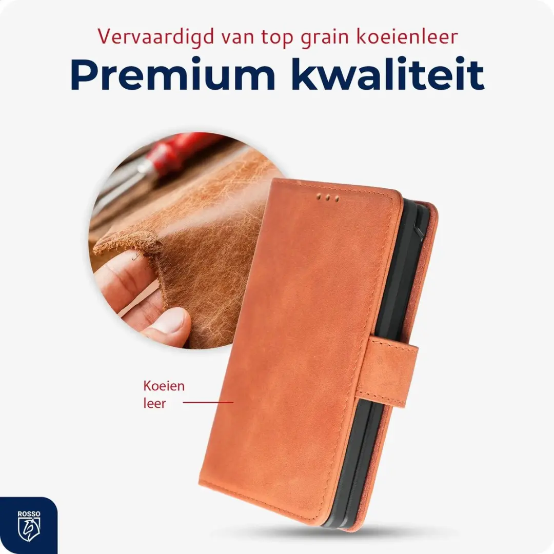 Rosso Deluxe Echt Leer Hoesje 262745 - Samsung Galaxy Z Fold8 - 2 Pasjes - Bruin