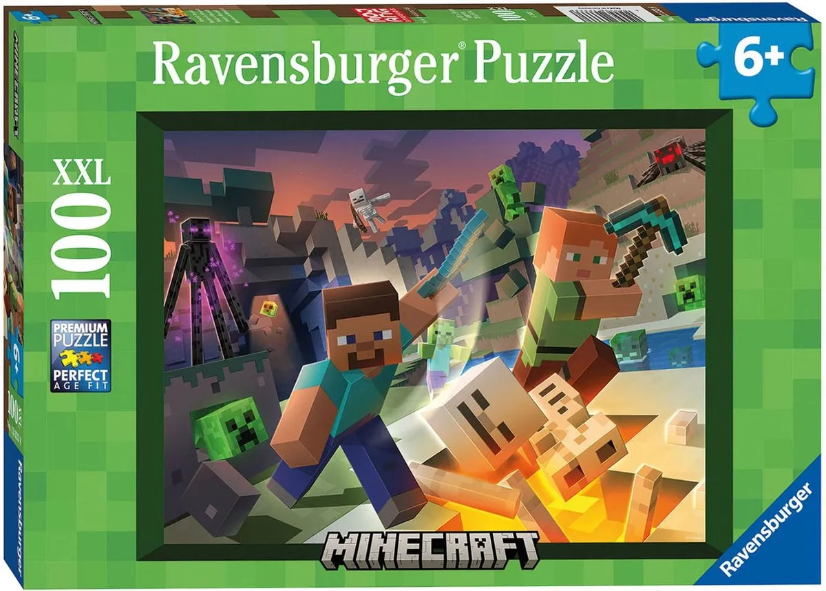 Ravensburger Minecraft Puzzel - 100 XXL Stukjes - Multicolor