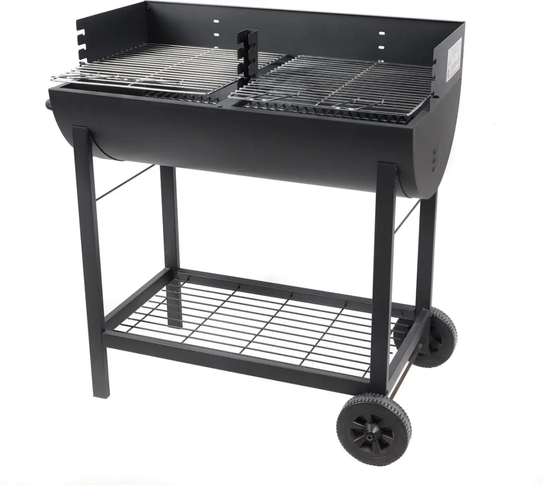 Grote houtskoolbarbecue ELITE met wielen en zijtafel