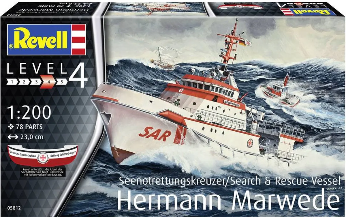 Revell Seenotkreuzer Hermann Marwede 05812 Modelbouwpakket - 1:20 - 78 Onderdelen - Multi