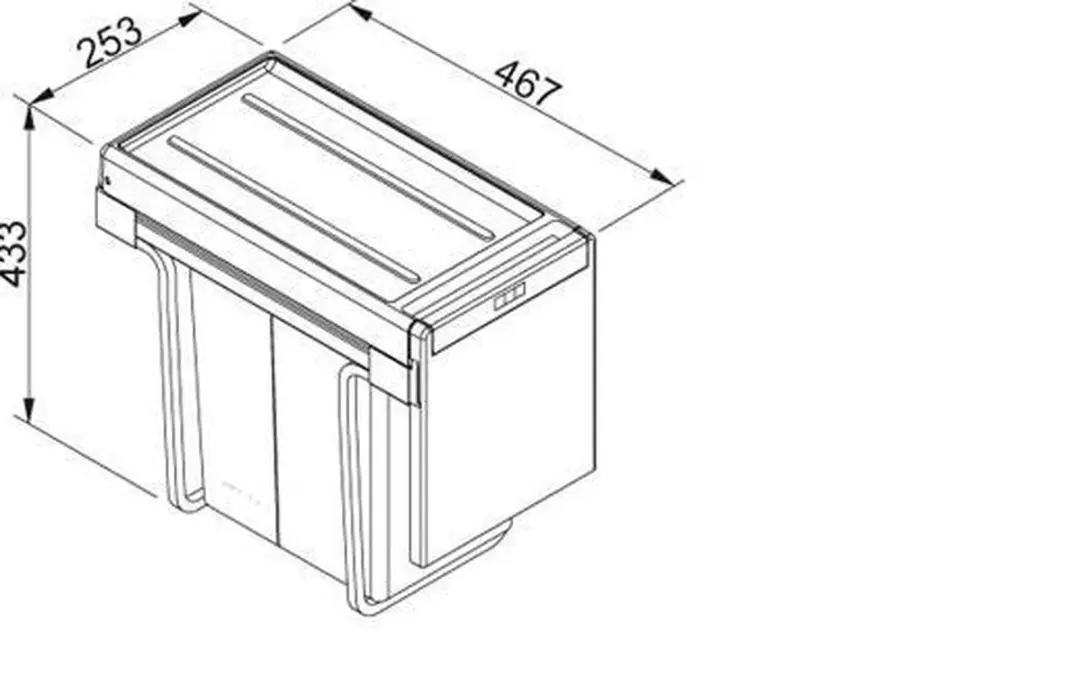 Franke Cube 30 Inbouw Afvalsysteem 2x15L - Grijs - afbeelding 2 van 2