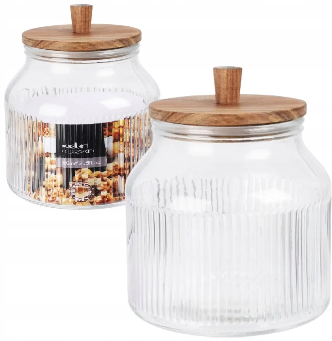 Glazen Voorraadpot 2.2L Borosilicaatglas met Acacia Houten Deksel