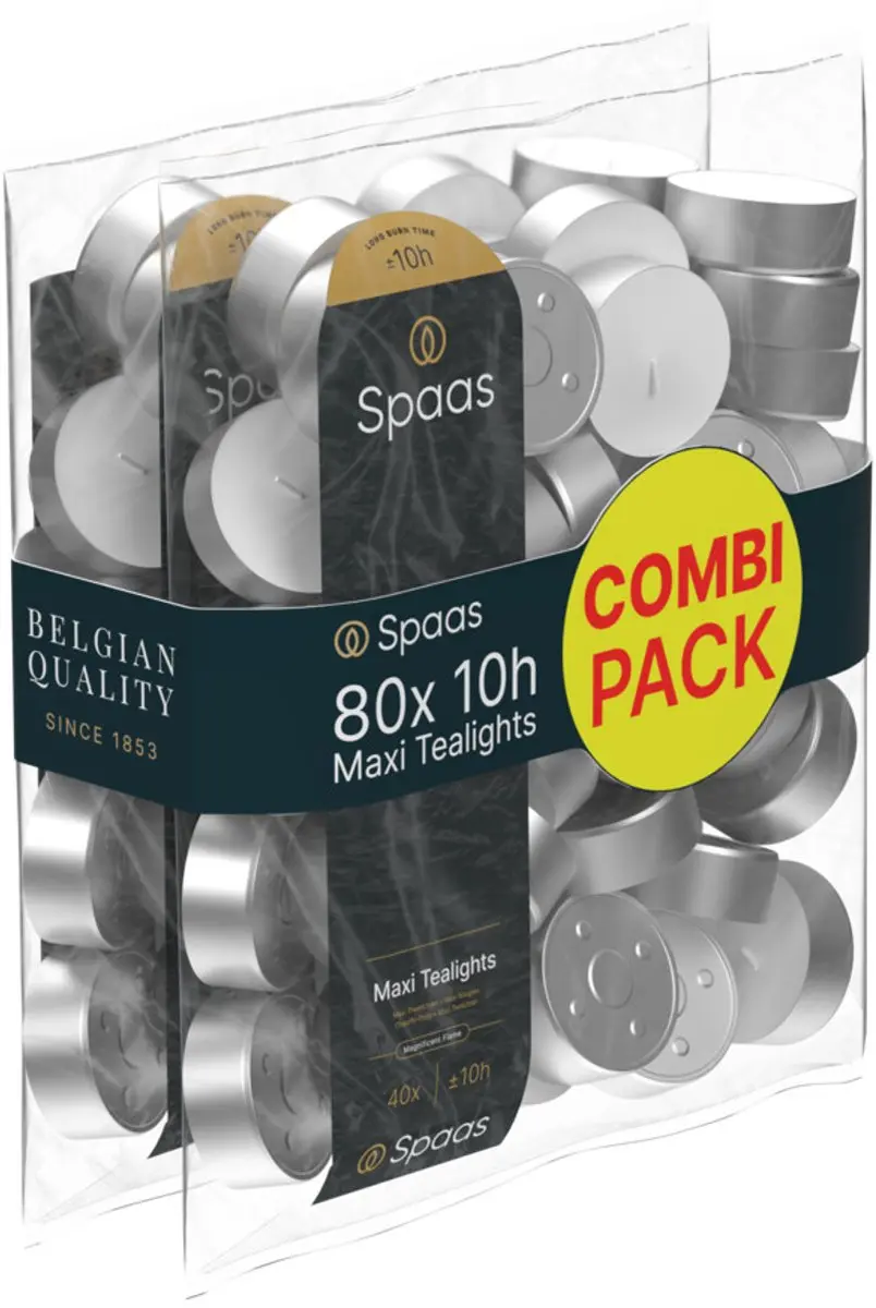 Spaas Theelichten Maxi Wit - 80 Stuks (2x40)
