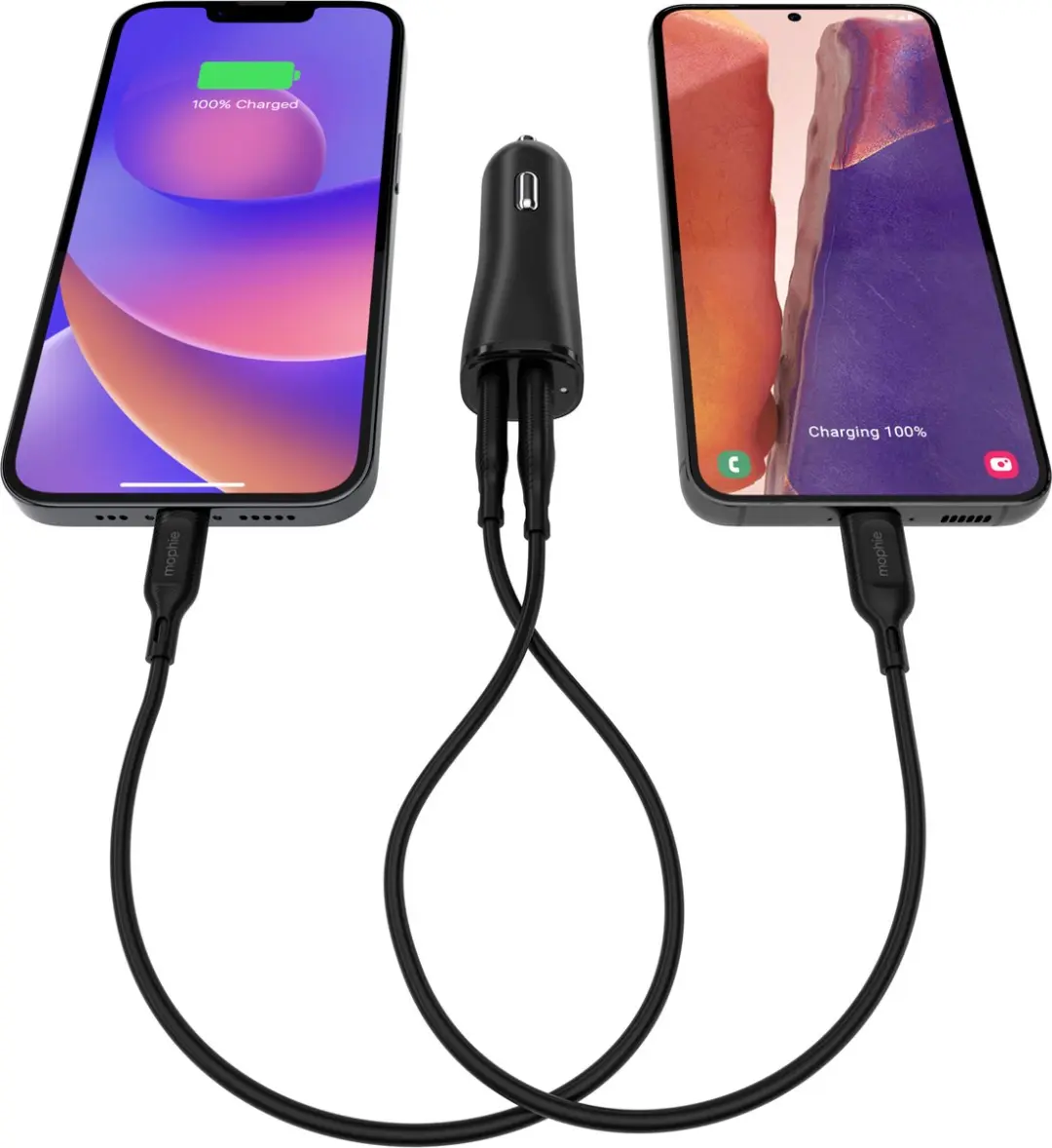 Mophie Compacte USB / USB-C Poort Autolader 12W Zwart