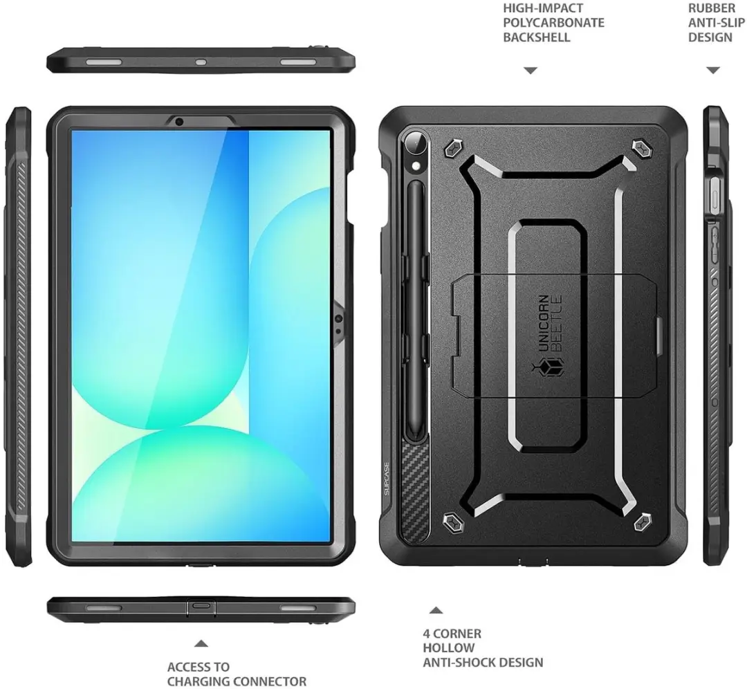 Supcase Unicorn Beetle Pro 843439159655 Hoes - Samsung Galaxy Tab S10/S9 FE 11" - Zwart - afbeelding 6 van 6