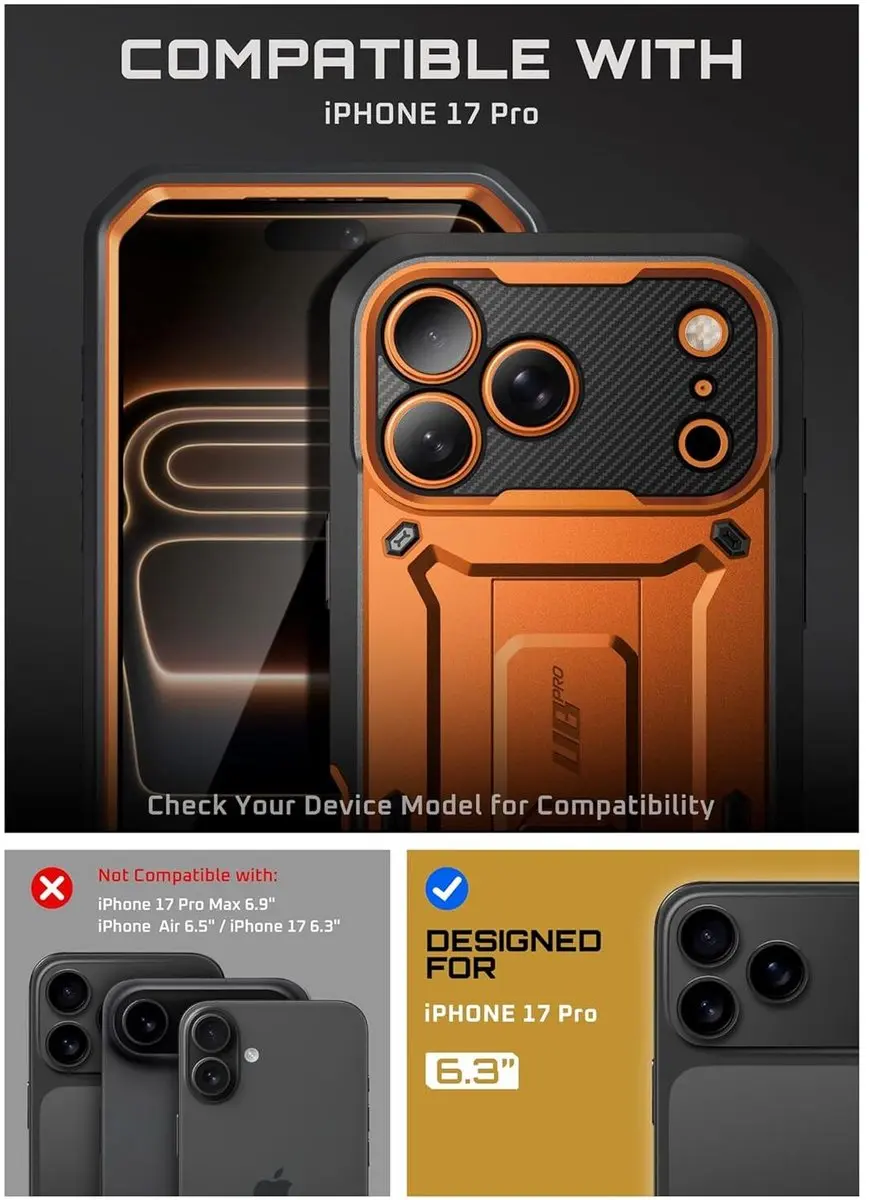Supcase Unicorn Beetle Pro BACK-SPC-PRO-OG-17P iPhone 17 Pro Hoesje - Oranje