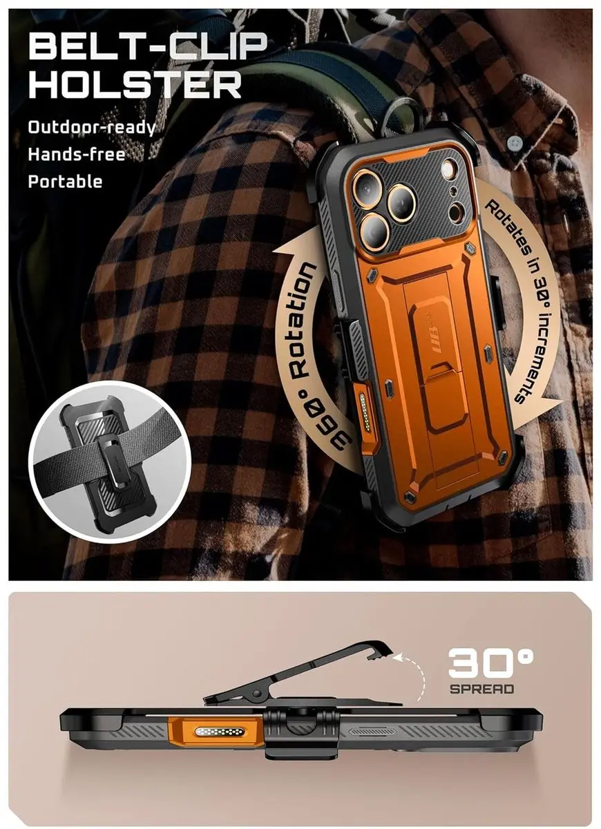 Supcase Unicorn Beetle Pro BACK-SPC-PRO-OG-17P iPhone 17 Pro Hoesje - Oranje - afbeelding 6 van 6