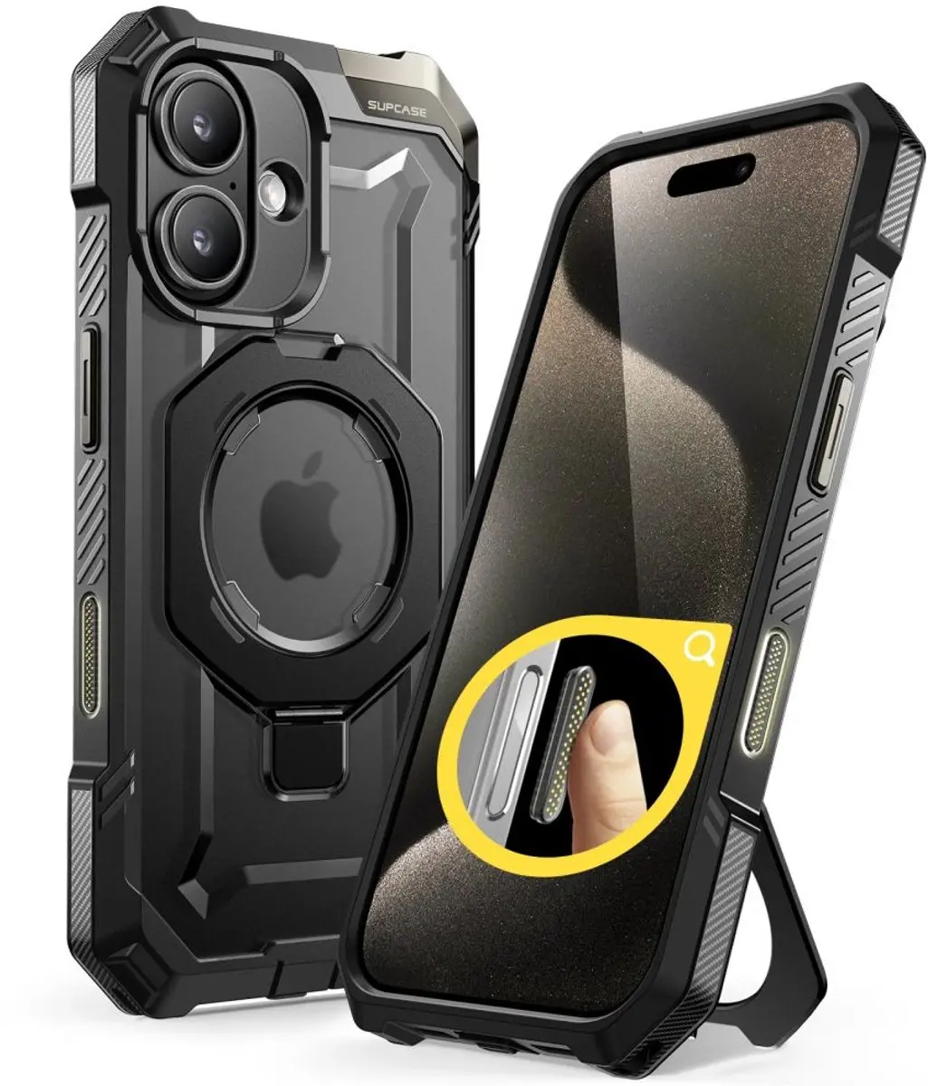 Supcase Unicorn Beetle Grip Hoesje iPhone 16 - MagSafe/Qi2 - Zwart