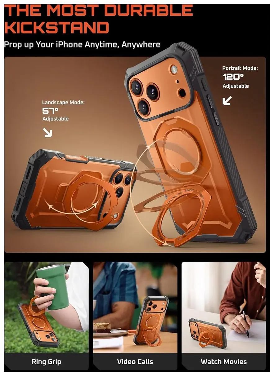 Supcase Unicorn Beetle Grip Pro BACK-SPC-GPRO-OG-17P - iPhone 17 Pro Hoesje - Oranje - afbeelding 6 van 6