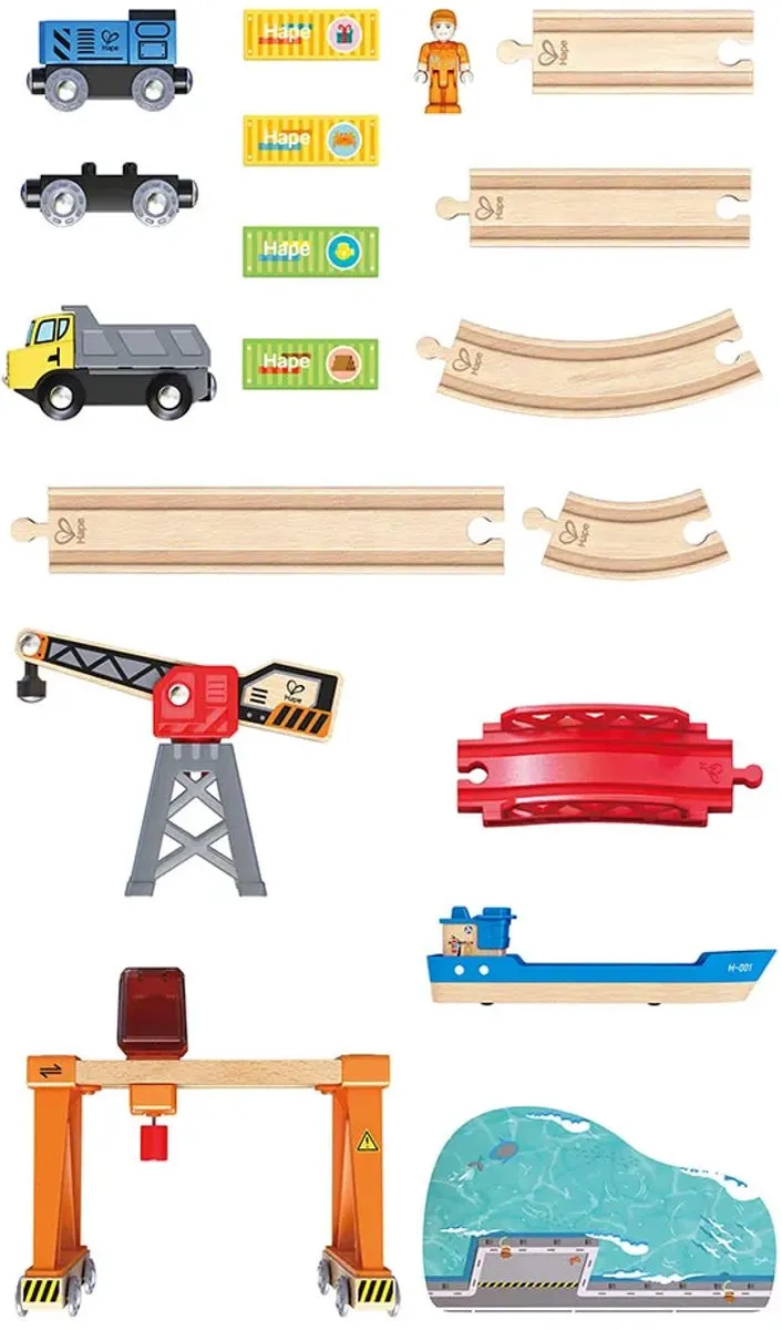 Hape E3791 Havenset Tillen en Laden - Multicolor
