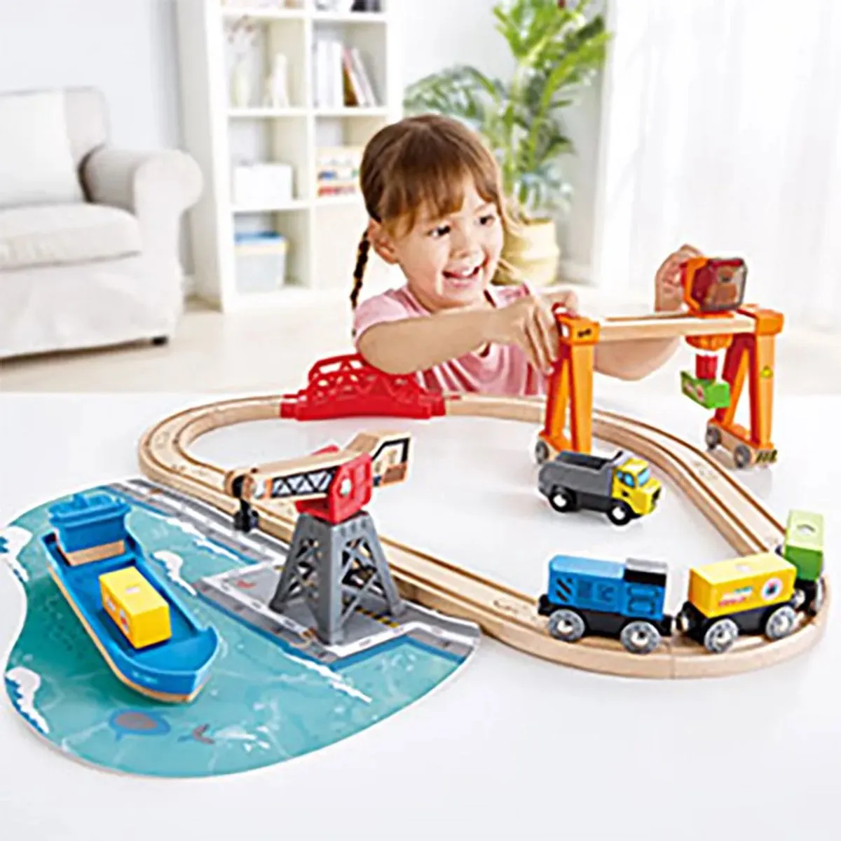 Hape E3791 Havenset Tillen en Laden - Multicolor