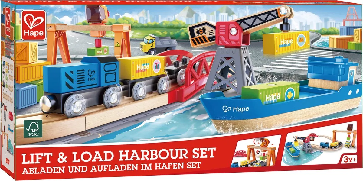 Hape E3791 Havenset Tillen en Laden - Multicolor
