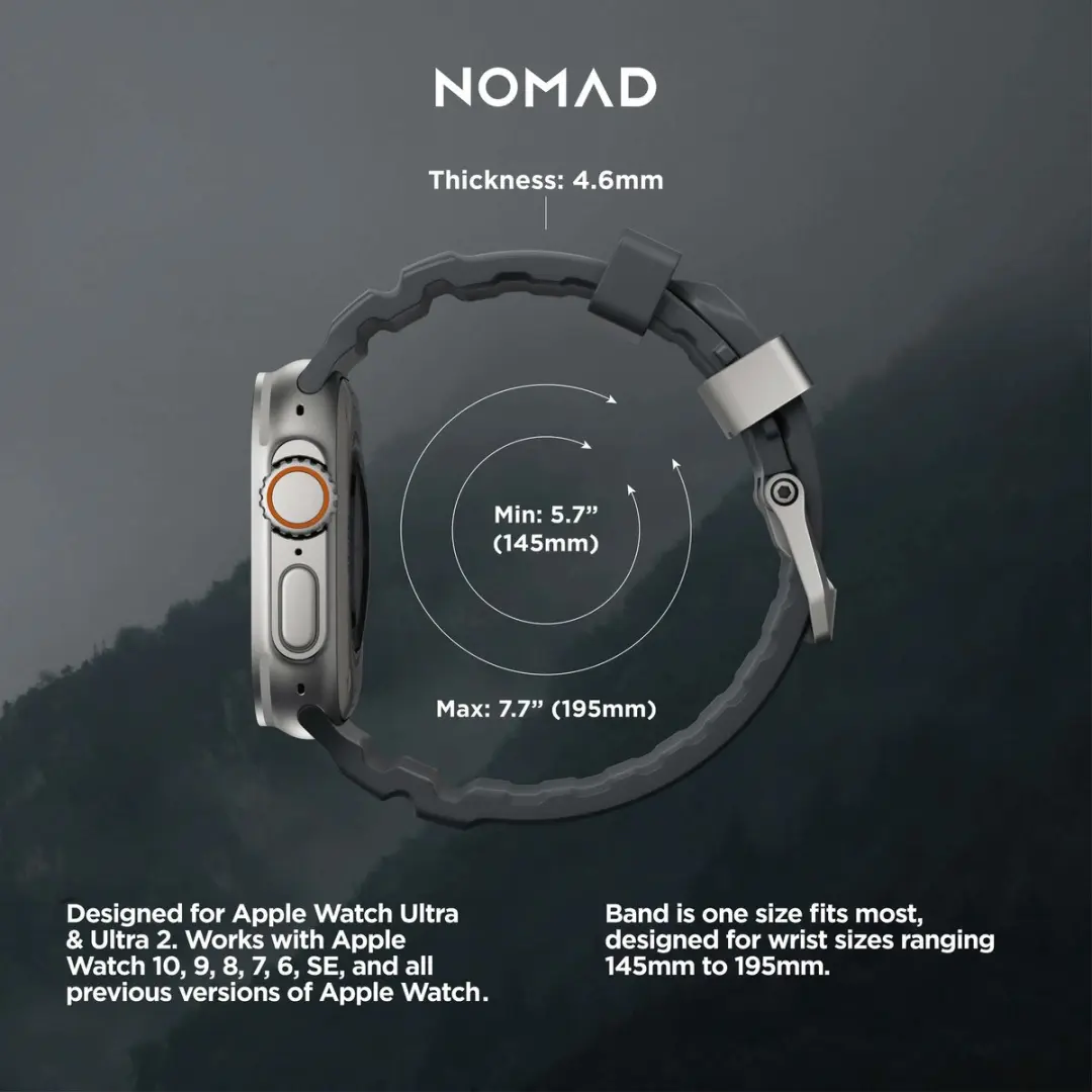 NOMAD Rocky Point Horlogeband - FKM Fluorelastomeer 45-49mm - Grijs