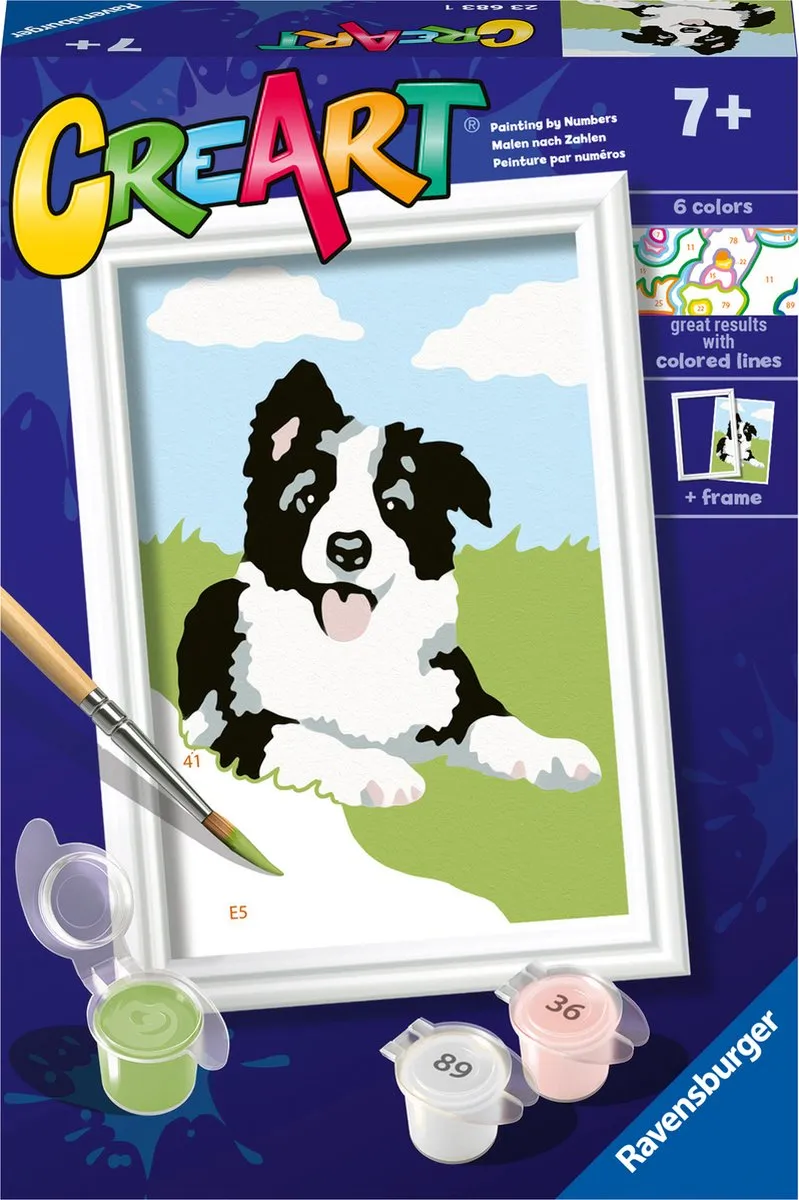 Ravensburger CreArt Border Collie Schilderen op nummer - Multicolor - 15 Kleuren