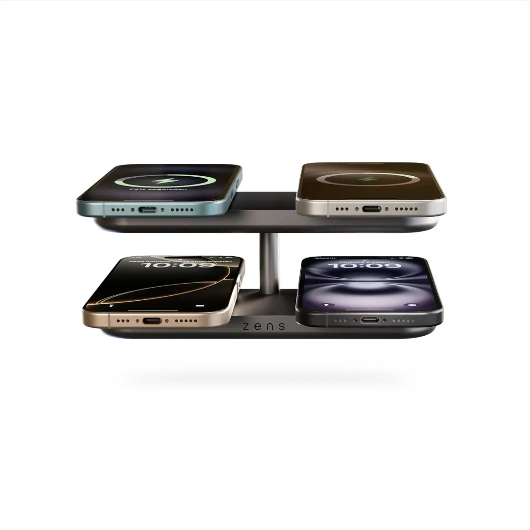 Zens Quattro Charger Pro 4x Qi2 15W MagSafe - 4 Apparaten - Zwart - afbeelding 5 van 6