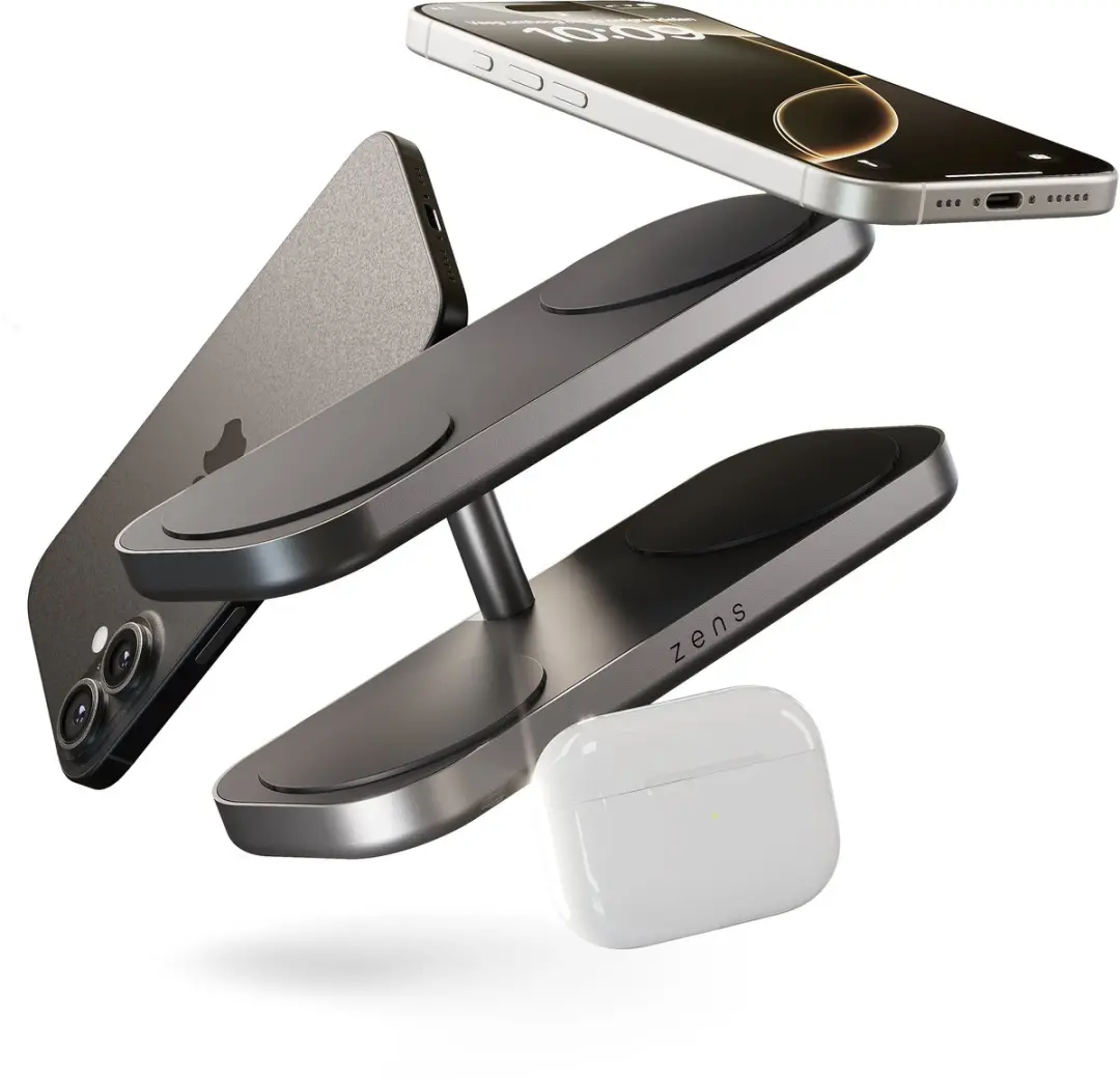 Zens Quattro Charger Pro 4 draadloze lader 4× Qi2 15 W MagSafe 4 apparaten tege