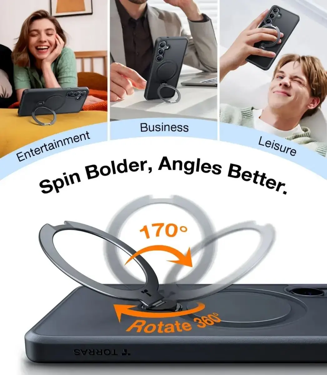 Torras UPro Ostand Spin Hoesje CM63135 - Zwart