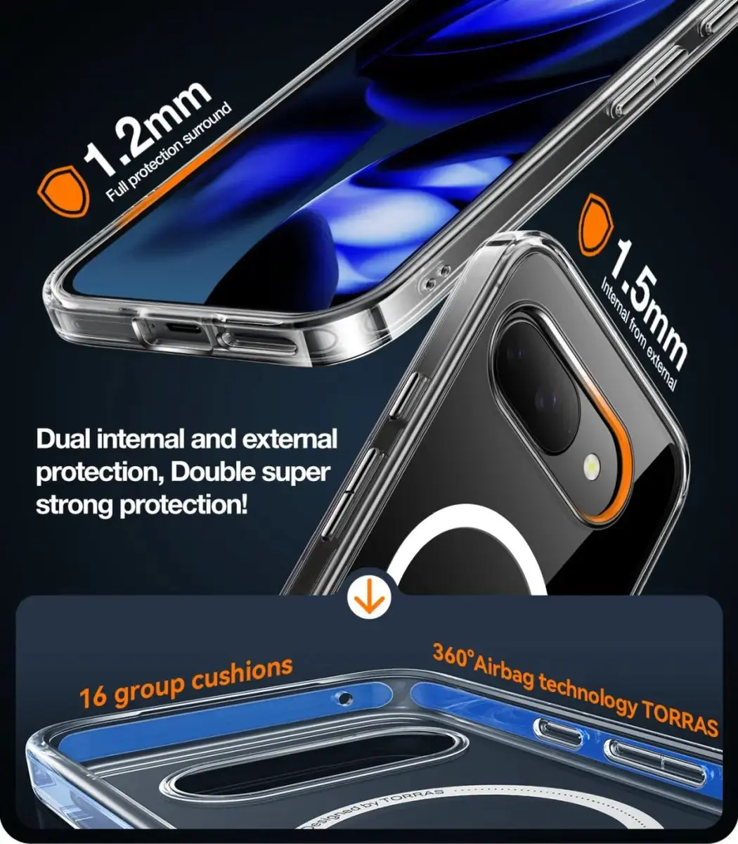 Torras Diamond Mag Hoesje Google Pixel 9a - Transparant - afbeelding 6 van 6