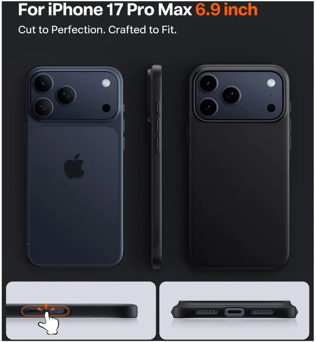 Torras Slim Fit Mag Hoesje iPhone 17 Pro Max - MagSafe - Zwart