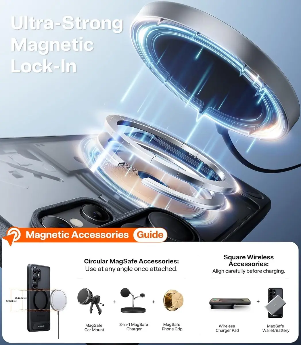 Torras Ostand Magnetic Hoesje Samsung Galaxy S26 Ultra - Zwart - MagSafe - afbeelding 6 van 6