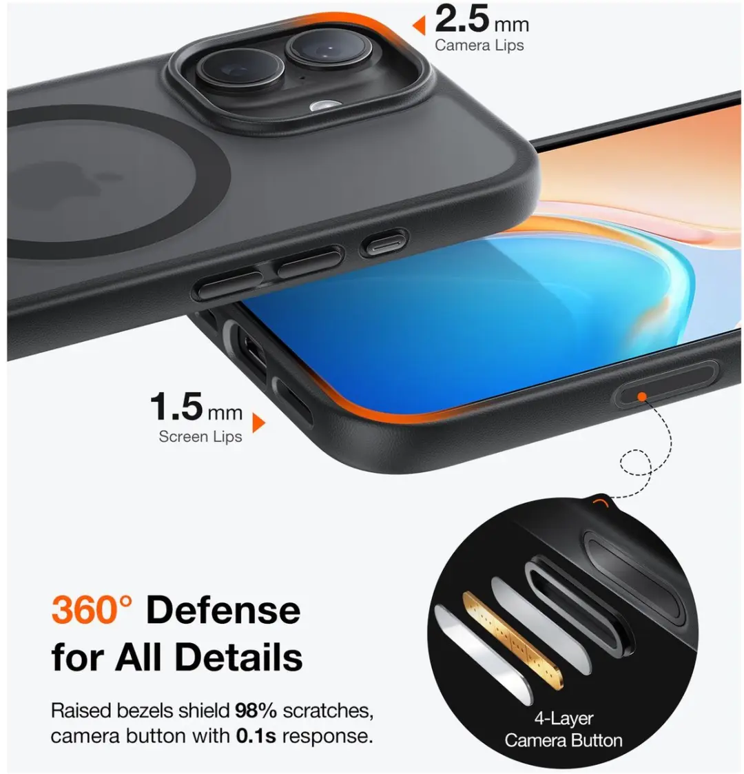 Torras Guardian Magnetic Hoesje iPhone 17 - Mat Zwart