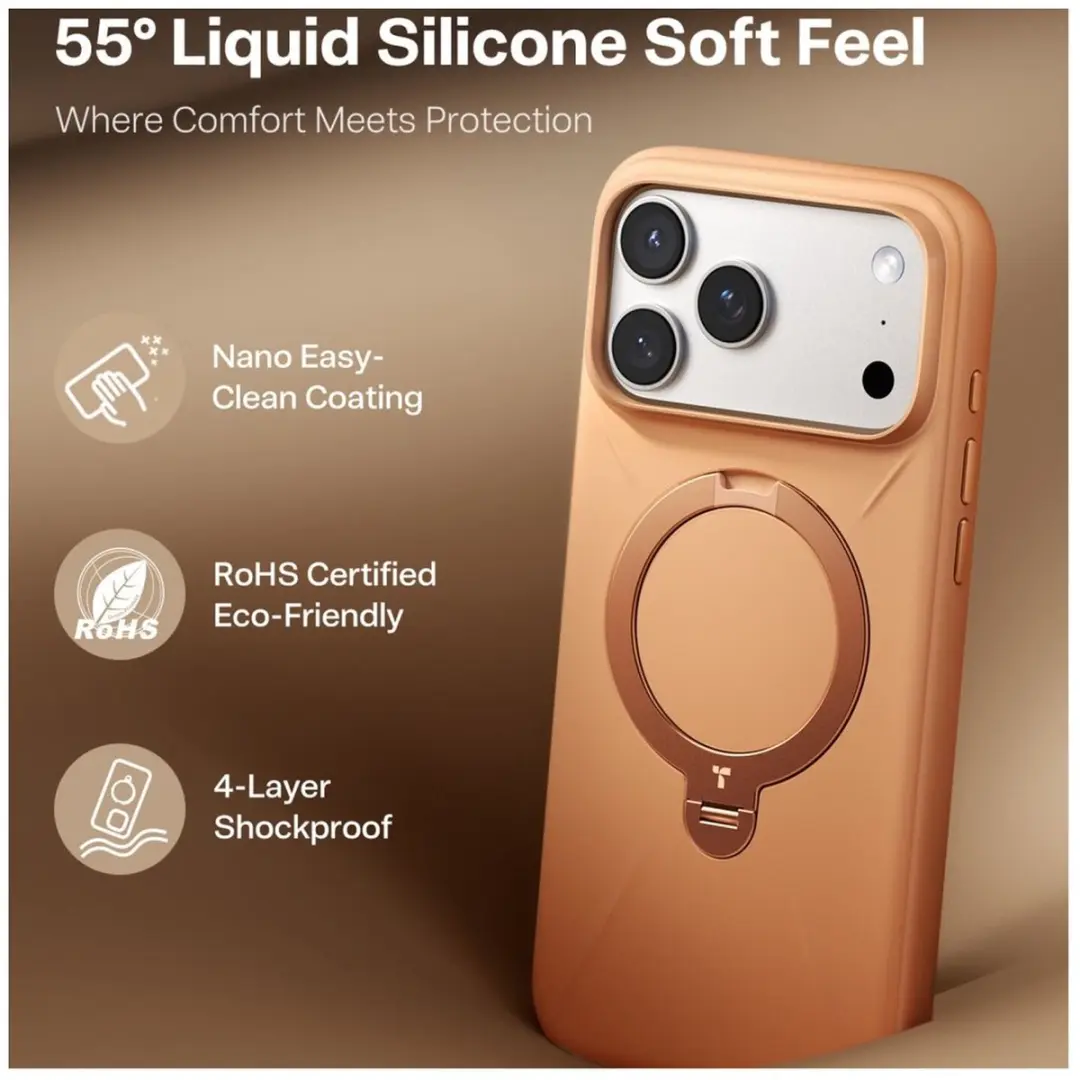 Torras Ostand Q Pro Silicone Hoesje - iPhone 17 Pro - Oranje