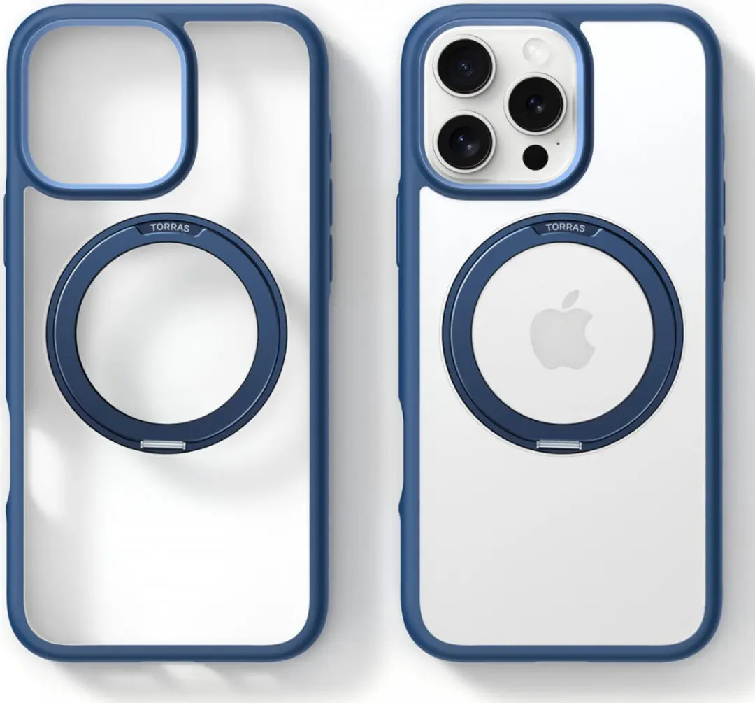 Torras UPRO Ostand R Fusion Hoesje iPhone 16 Pro - MagSafe - Blauw - afbeelding 6 van 6