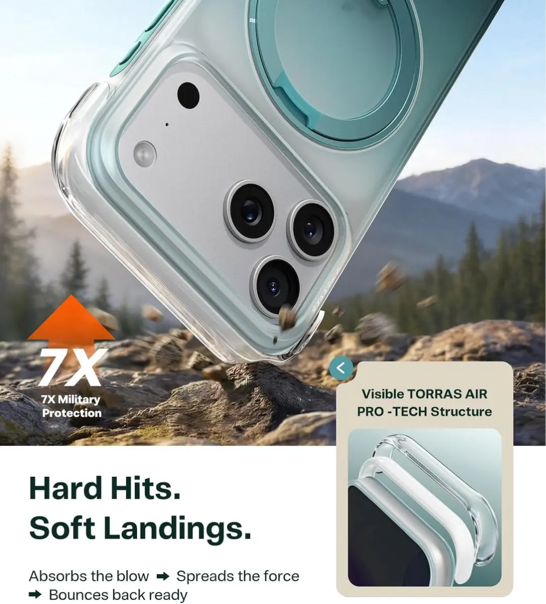 Torras Winter Limited Edition Hoesje iPhone 17 Pro Max - Bosdampgroen - afbeelding 2 van 6