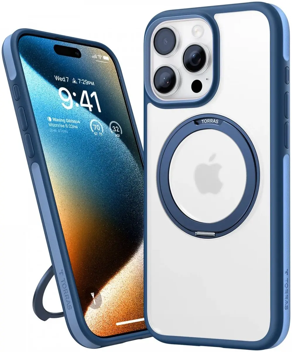 Torras UPRO Ostand R Fusion Hoesje iPhone 16 Pro Max - Blauw