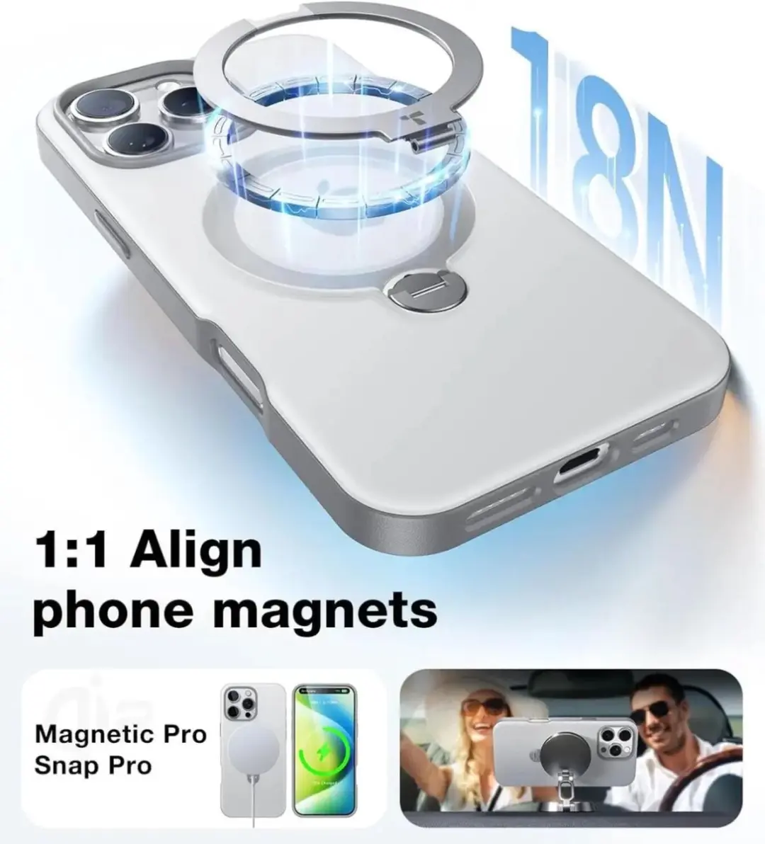 Torras UPro Ostand Spin Hoesje iPhone 16 Pro Max - Grijs