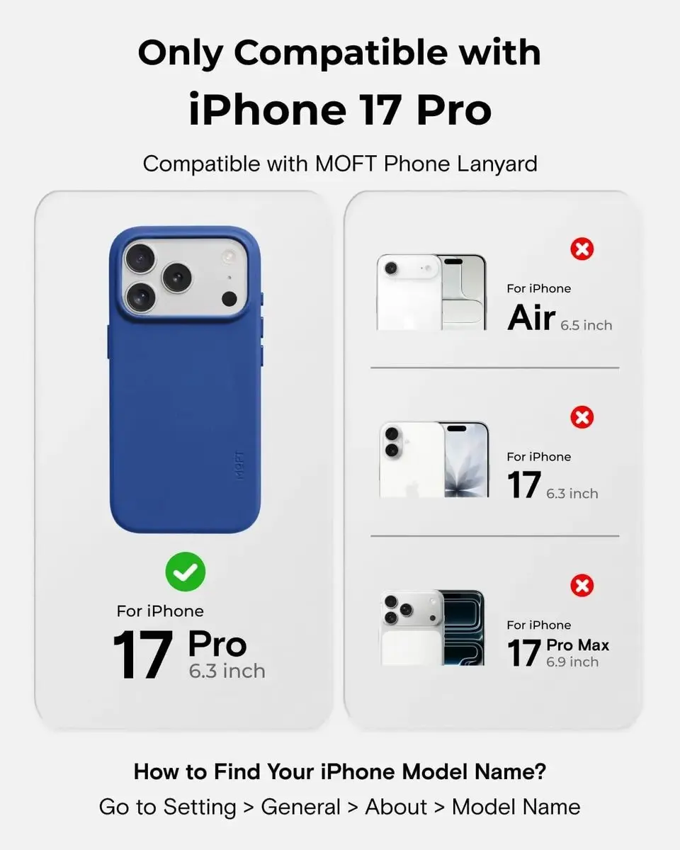 MOFT iPhone 17 Pro MagSafe Hoesje - Blauw Vegan Leer