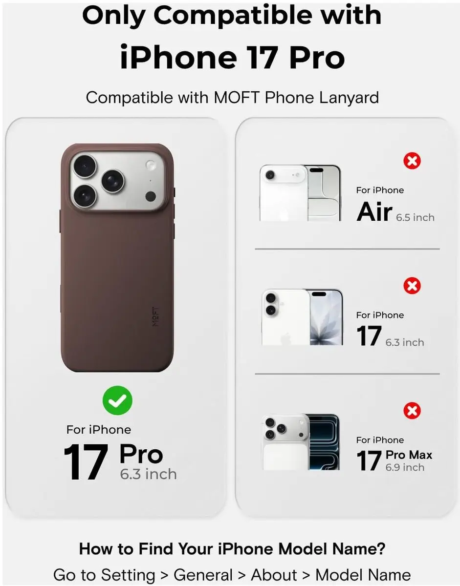 MOFT MOVAS Snap Back Cover Hoesje iPhone 17 Pro - Bruin Vegan Leer - MagSafe