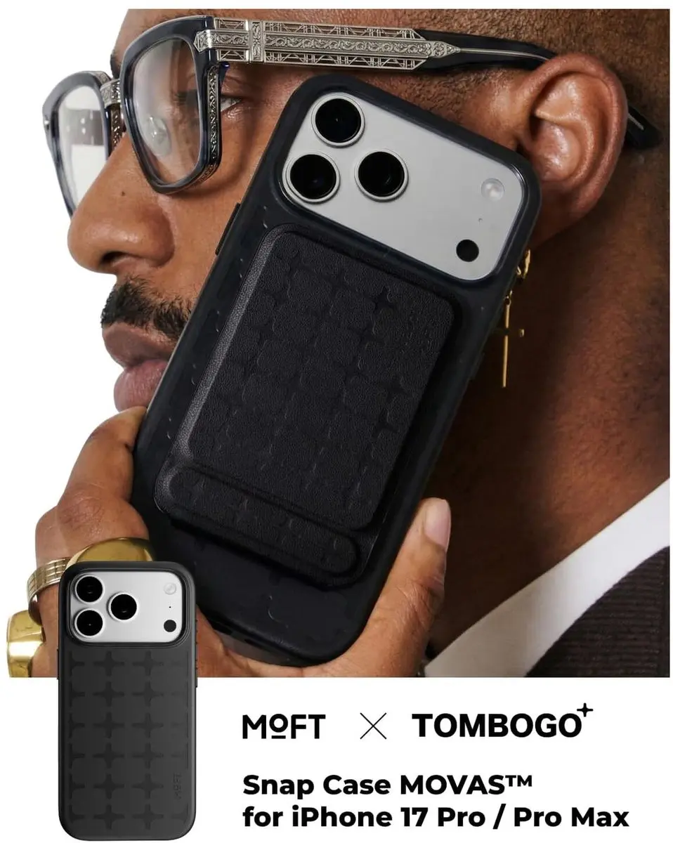 MOFT Tombogo Hoesje iPhone 17 Pro Max - MagSafe - Vegan Leer - Zwart