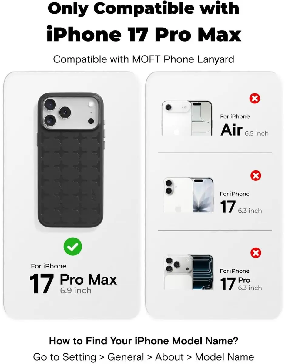 MOFT Tombogo Hoesje iPhone 17 Pro Max - MagSafe - Vegan Leer - Zwart