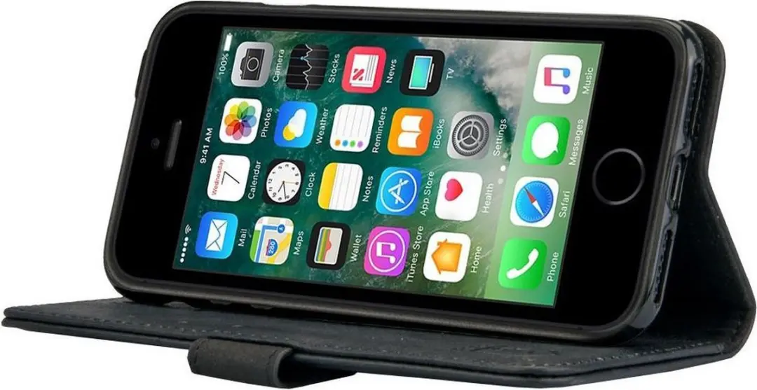 Rosso Deluxe Book Case iPhone 5/5S/SE - 3 Pasjes - Zwart