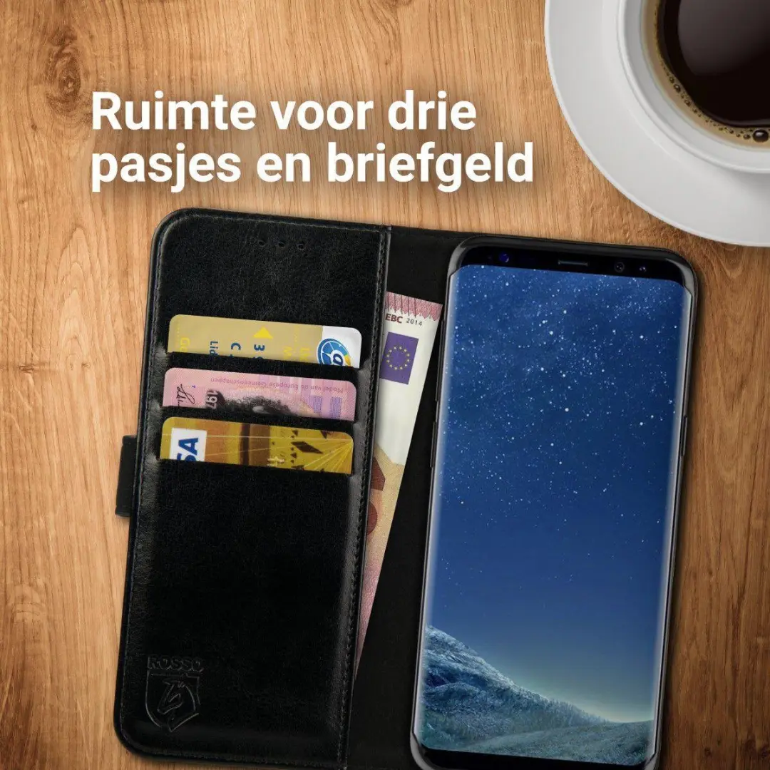 Rosso Element Book Case Wallet 30696 - Hoesje Samsung Galaxy S8 Plus - 3 Pasjes - Zwart - afbeelding 6 van 6