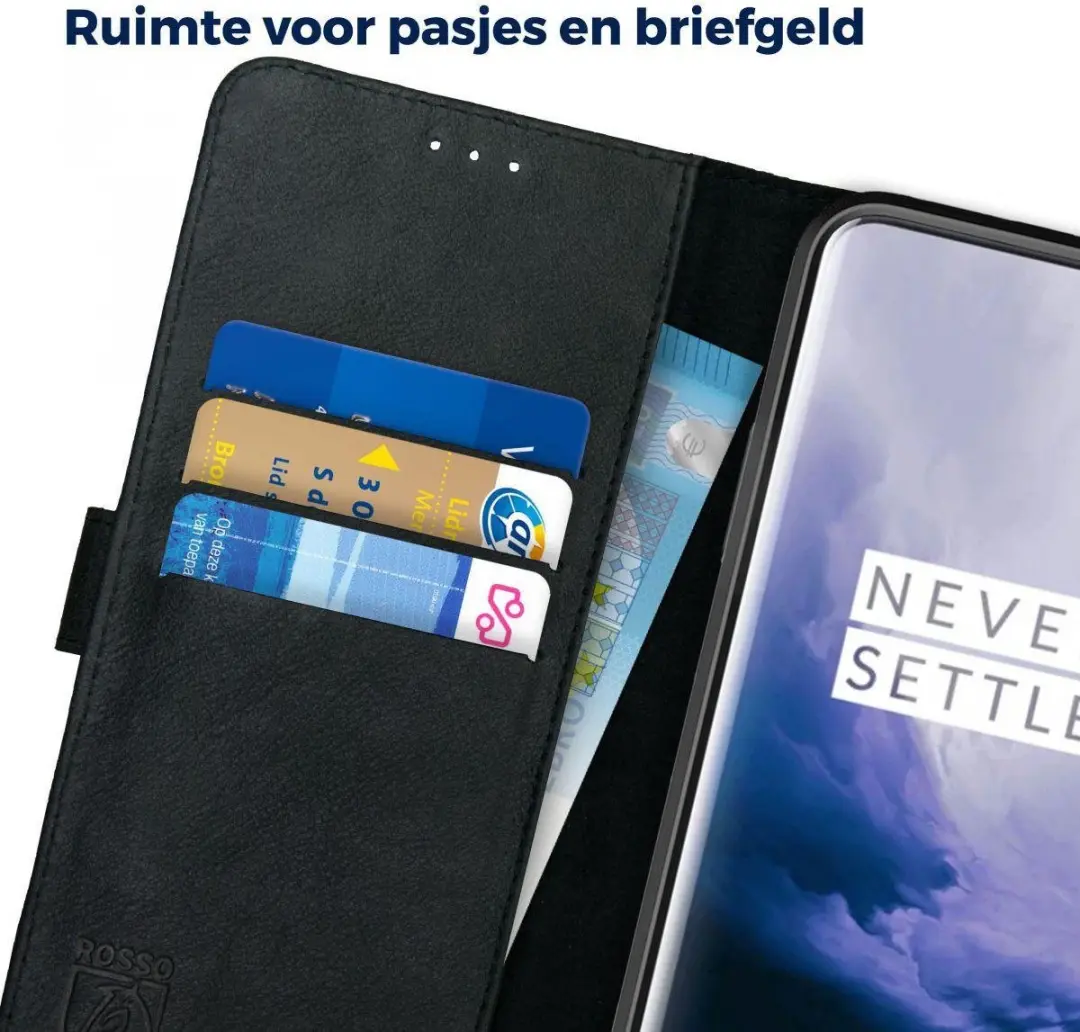 Rosso Deluxe Book Case OnePlus 7 Pro - 3 Pasjes - Zwart