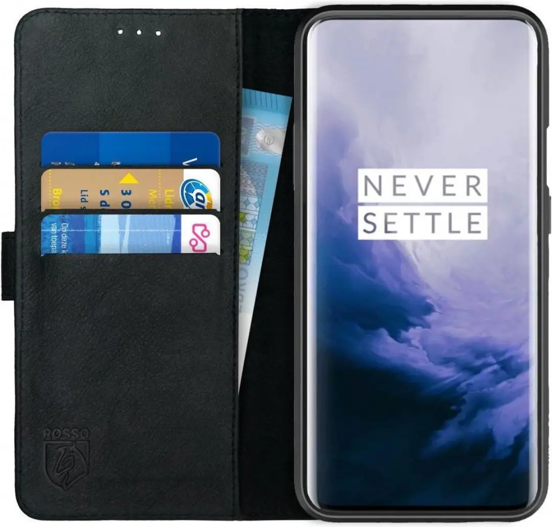 Rosso Deluxe Echt Leer Book Case Hoesje Geschikt voor OnePlus 7 Pro