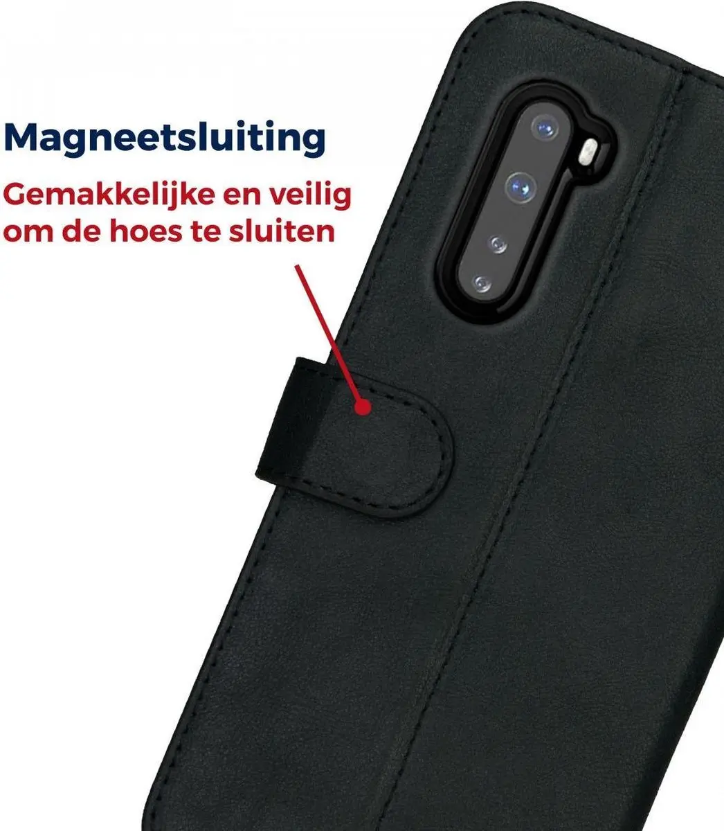 Rosso Deluxe Book Case OnePlus Nord - 3 Pasjes - Zwart - afbeelding 6 van 6