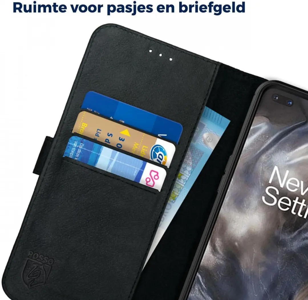 Rosso Deluxe Book Case OnePlus Nord - 3 Pasjes - Zwart