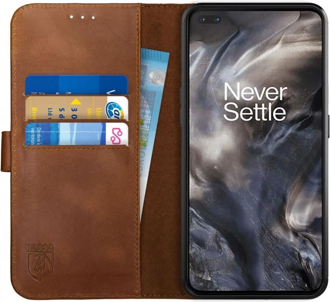 Rosso Deluxe Echt Leer Book Case Hoesje Geschikt voor OnePlus Nord