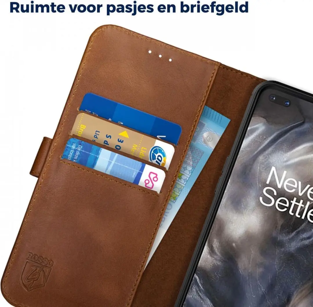 Rosso Deluxe Book Case OnePlus Nord - 3 Pasjes Bruin