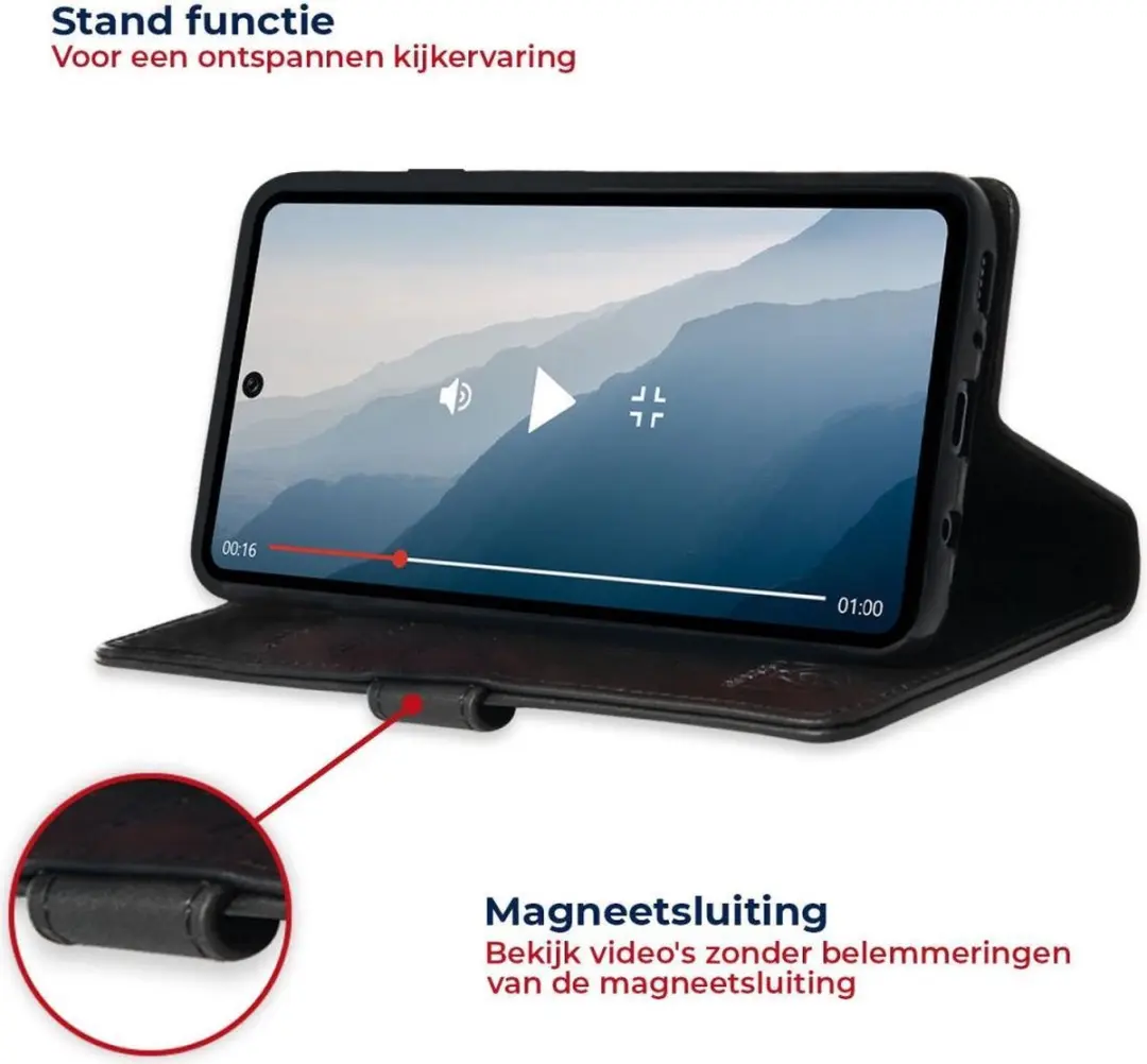 Rosso Deluxe Book Case OnePlus 9 - 3 Pasjes - Zwart