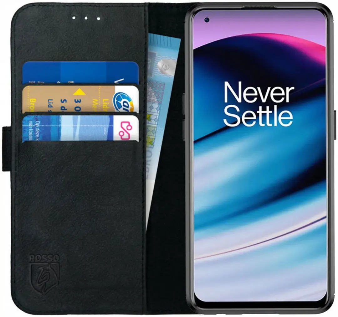Rosso Deluxe Oppo Reno 8 Lite Hoesje Echt Leer Book Case Zwart